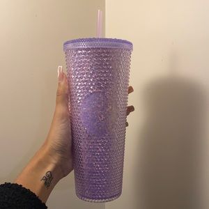 Authentic 2021 Starbucks China purple glitter studded 24oz plastic tumbler.